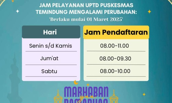 Jadwal Pelayanan Selama Bulan Ramadhan 1446 HIJRIAH TAHUN 2025