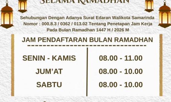 Jadwal Pelayanan Selama Bulan Ramadhan 1447 HIJRIAH TAHUN 2026